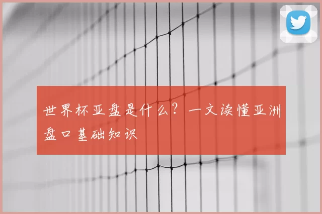 世界杯亚盘是什么?一文读懂亚洲盘口基础知识